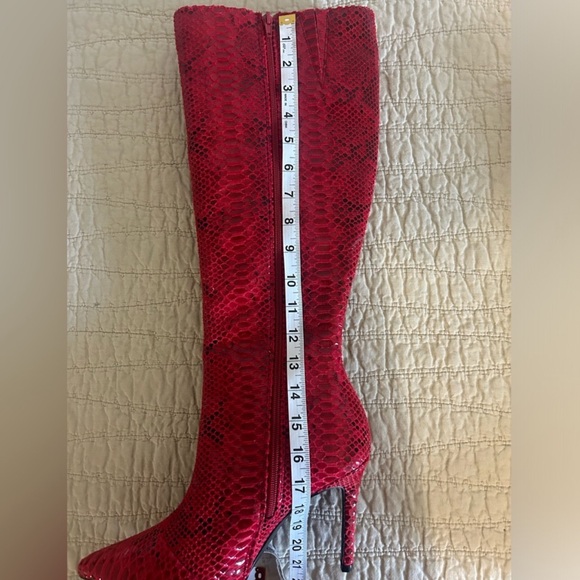 Red Snakeskin Leather Boots - Picture 5 of 7